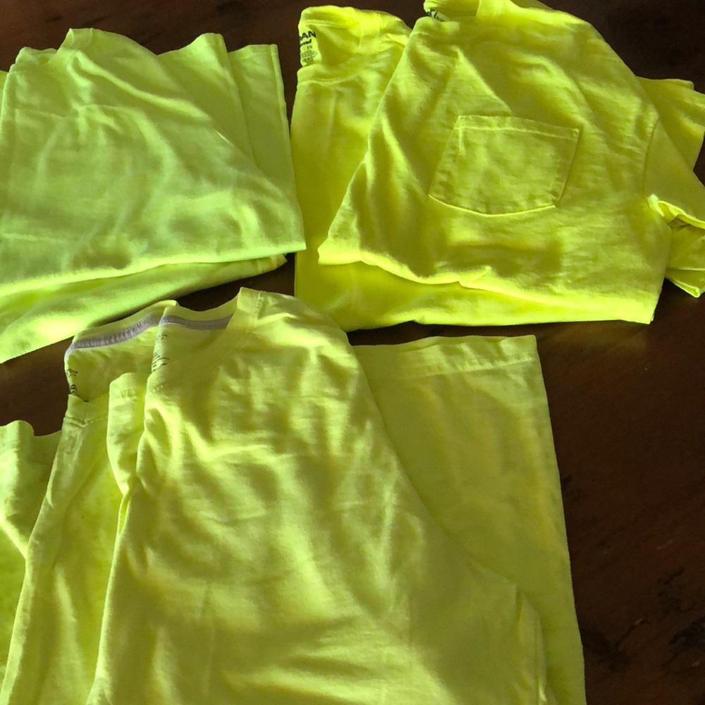 MENS. 6 Neon yellow work Tees